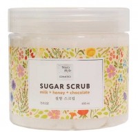 Sugar Scrub Milk + Honey + Chocolate (Сахарный скраб «Молоко, мед и шоколад» для ног, рук и тела), 450 мл