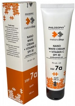 Nano White Cream + Vitamin C SPF 30 (Отбеливающий нано крем с Витамином С и SPF30), 100 мл.
