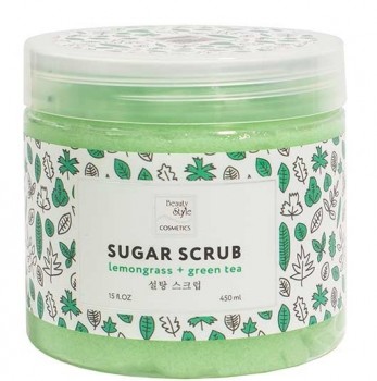 Sugar Scrub Lemongrass + Green Tea (Сахарный скраб «Лемонграсс и зеленый чай» для рук, ног и тела), 450 мл