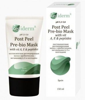Regiderm Post Peel Pre-bio Mask With Vit A, E & Peptides (Постпилинговая регенерирующая маска с пребиотиками, витамина А, Е и пептидами), 150 мл.